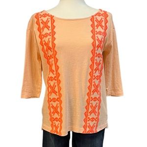 Crewcuts 3/4 Length Sleeve Embroidered Tee Peach Size 16